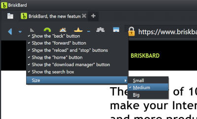 Address bar size selection