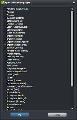 Spell checker dictionaries selector in BriskBard