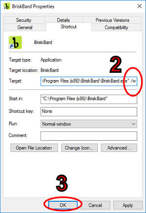 How do I automatically open a browser, email or any other kind of tab when I run BriskBard?
