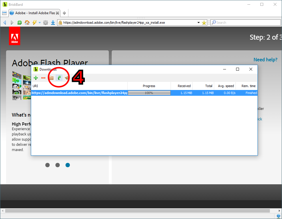 how to get adobe flash player in progress